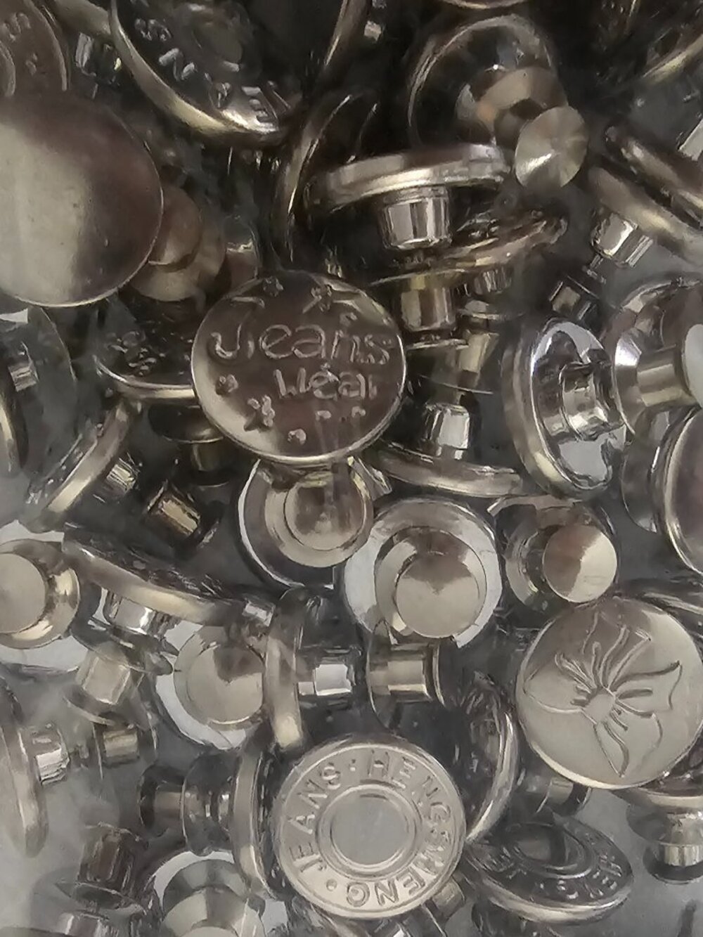 Jeans Buttons Replacements 50 Sets 10 Styles No-Sew Removable Metal 17mm
